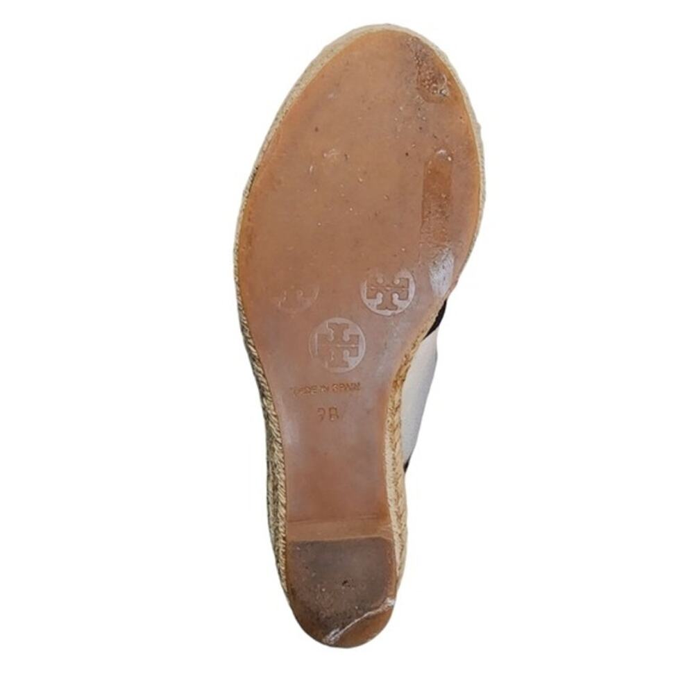 Tory Burch Filipa Canvas Peep Toe Espadrille Wedges 9 - Picture 7 of 10